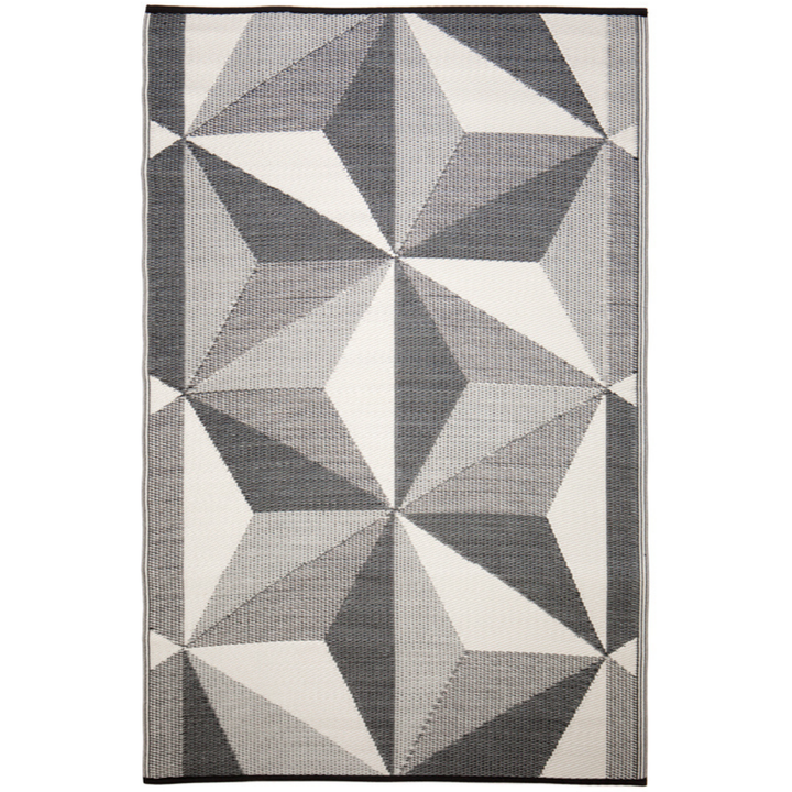 Geostar Glacier Grey Outdoor Area Rug - Recycled Plastic Rugs & Mats Fab Habitat