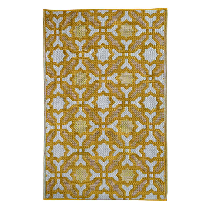 Seville Yellow Recycled Plastic Large Outdoor Rug - Recycled Plastic Rugs & Mats Fab Habitat