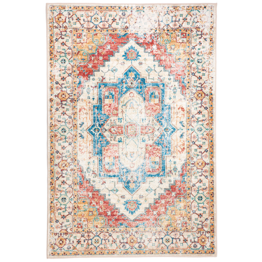 Maja Multicoloured Traditional Distressed Non Slip Large Rug - Non Slip Rugs Fab Habitat