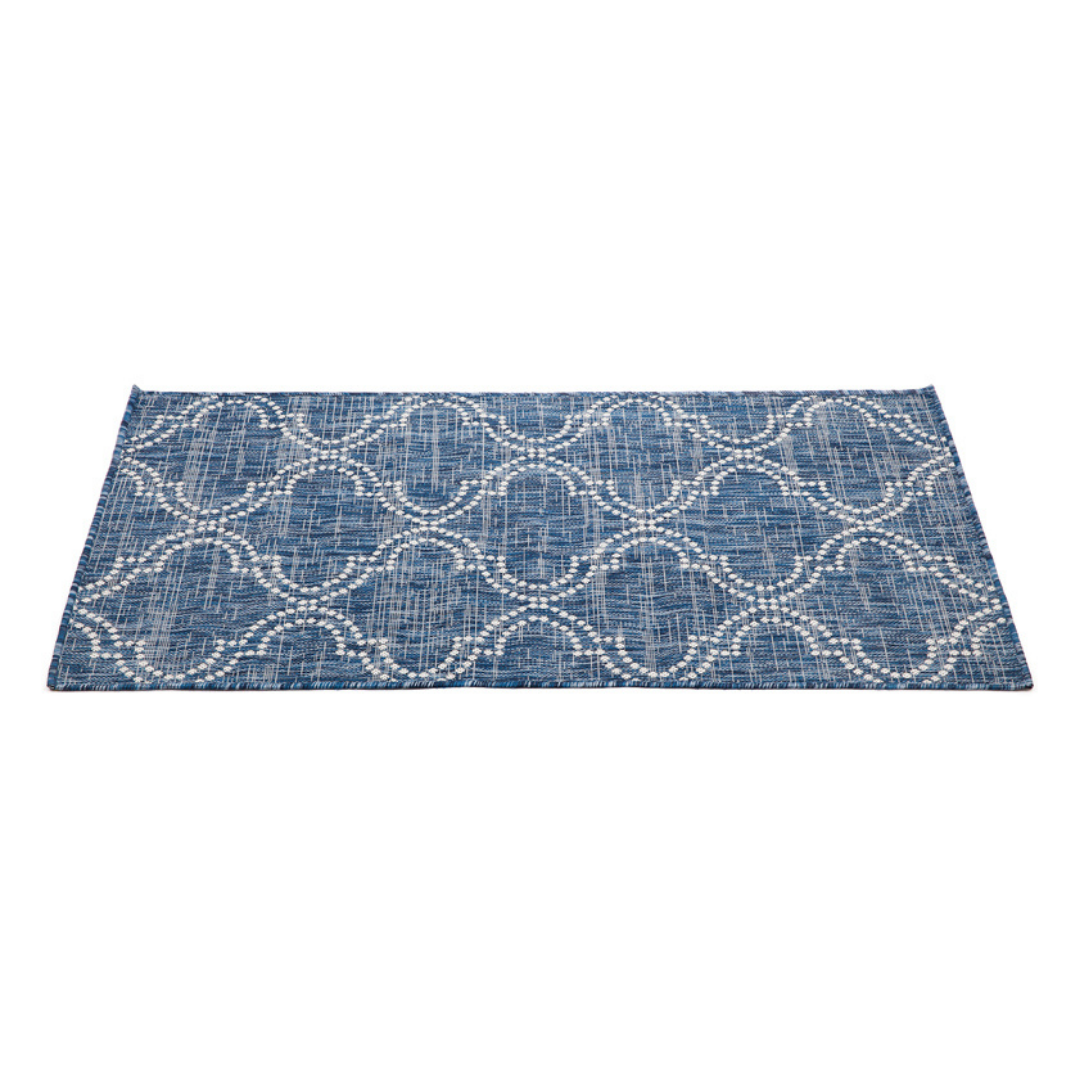 Jinju Blue Trellis Polypropylene Outdoor Rug - Outdoor Rugs Fab Habitat