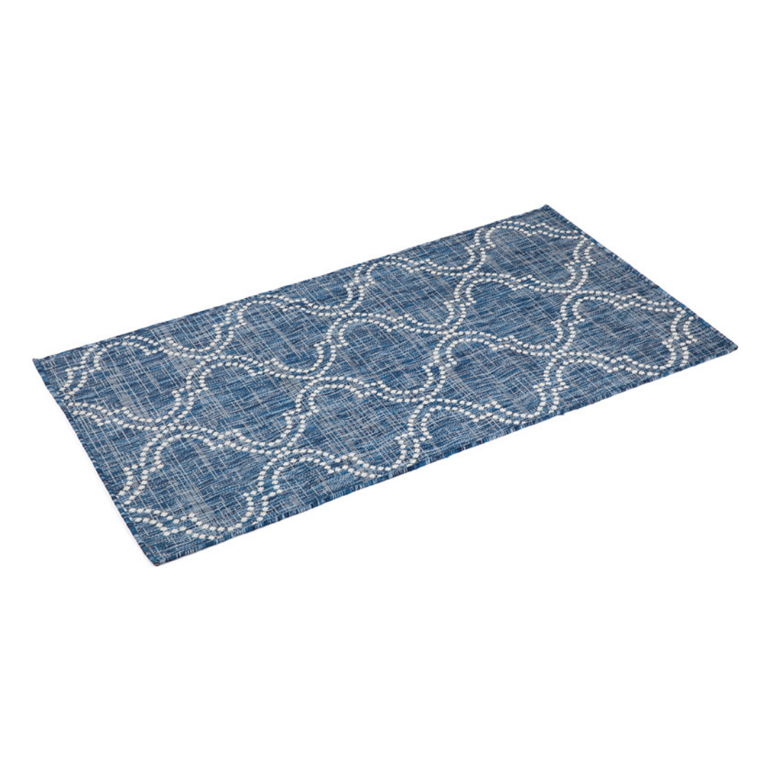 Jinju Blue Trellis Polypropylene Outdoor Rug - Outdoor Rugs Fab Habitat