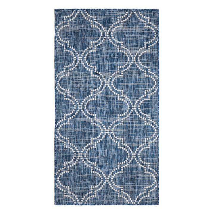 Jinju Blue Trellis Polypropylene Outdoor Rug - Outdoor Rugs Fab Habitat