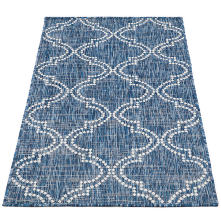 Jinju Blue Trellis Polypropylene Outdoor Rug - Outdoor Rugs Fab Habitat