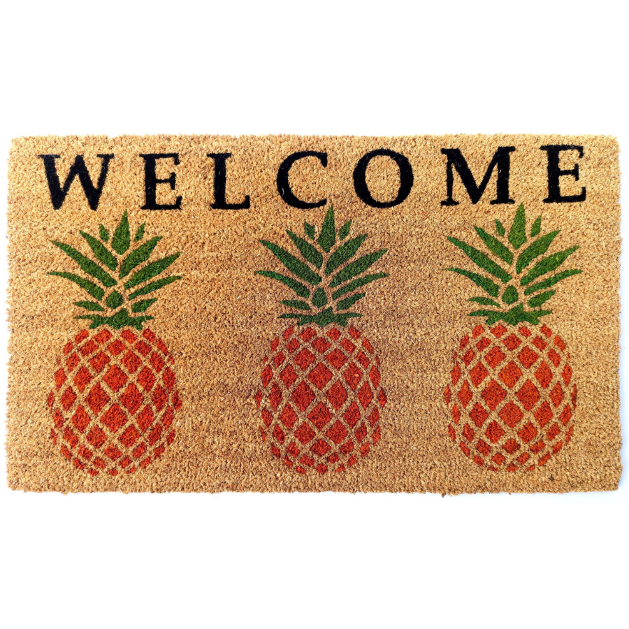 Welcome Pineapple PVC Backed Coir Doormat