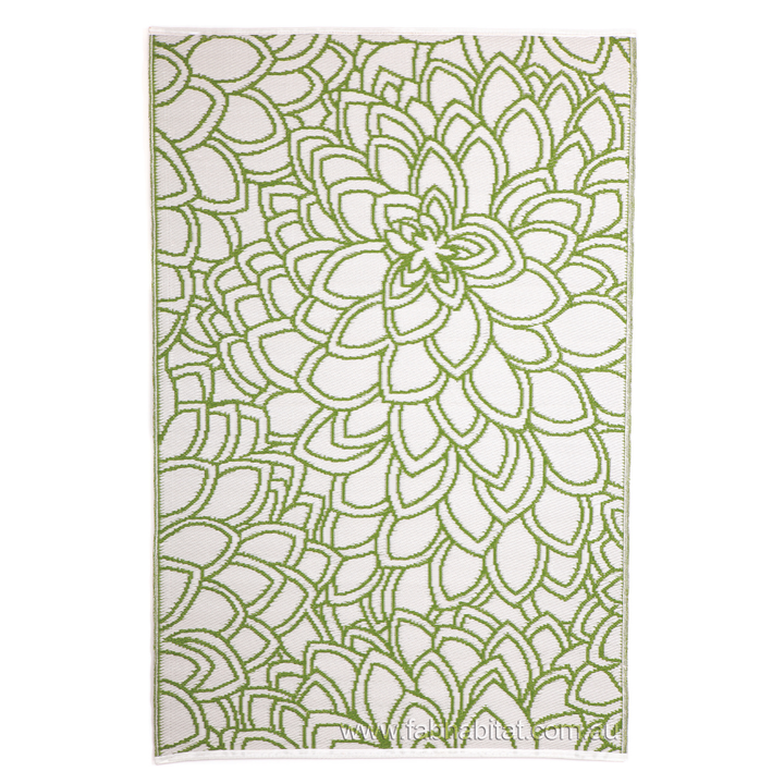 Eden Lime and White Floral Recycled Plastic Outdoor Area Rug - Recycled Plastic Rugs & Mats Fab Habitat