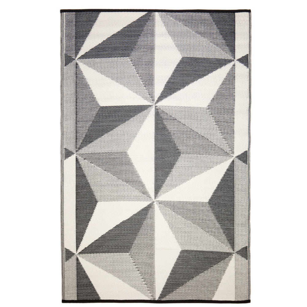 Geostar Glacier Grey Outdoor Area Rug - Recycled Plastic Rugs & Mats Fab Habitat