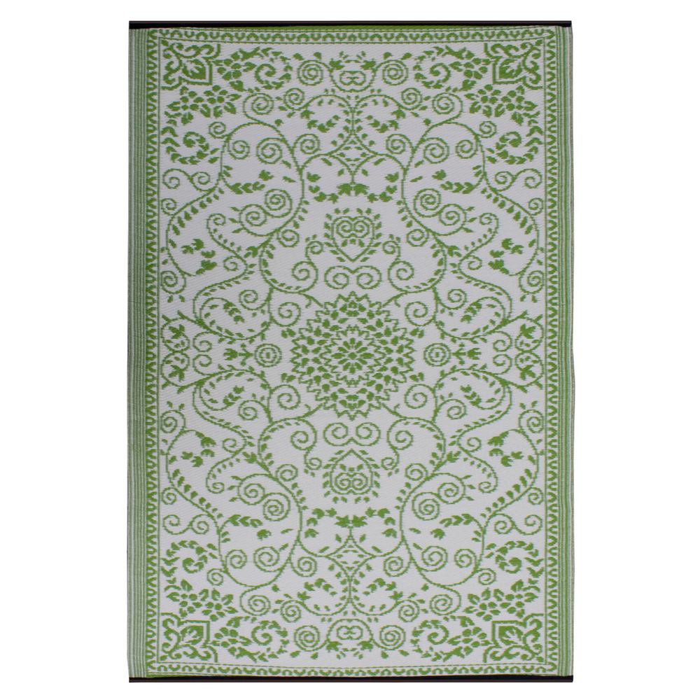 Murano Lime and Cream Traditional Reversible Area Rug - Recycled Plastic Rugs & Mats Fab Habitat