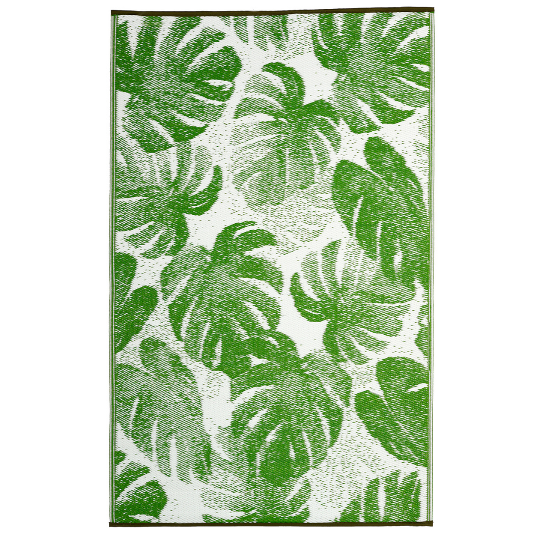 Panama Lime Green Botanical Area Rug - Recycled Plastic Rugs & Mats Fab Habitat