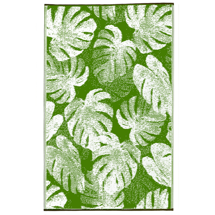 Panama Lime Green Botanical Area Rug - Recycled Plastic Rugs & Mats Fab Habitat