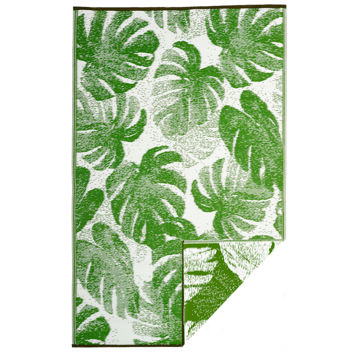 Panama Lime Green Botanical Area Rug - Recycled Plastic Rugs & Mats Fab Habitat