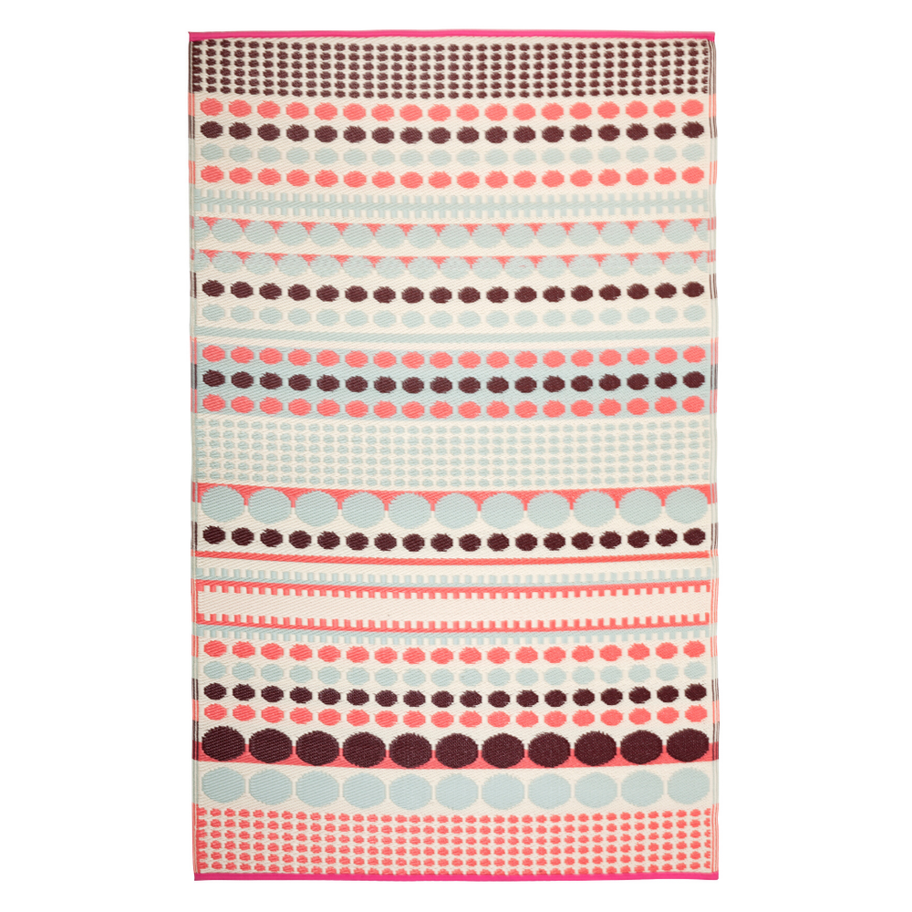 Rovaniemi Multicoloured Pink Scandinavian Area Rug - Recycled Plastic Rugs & Mats Fab Habitat