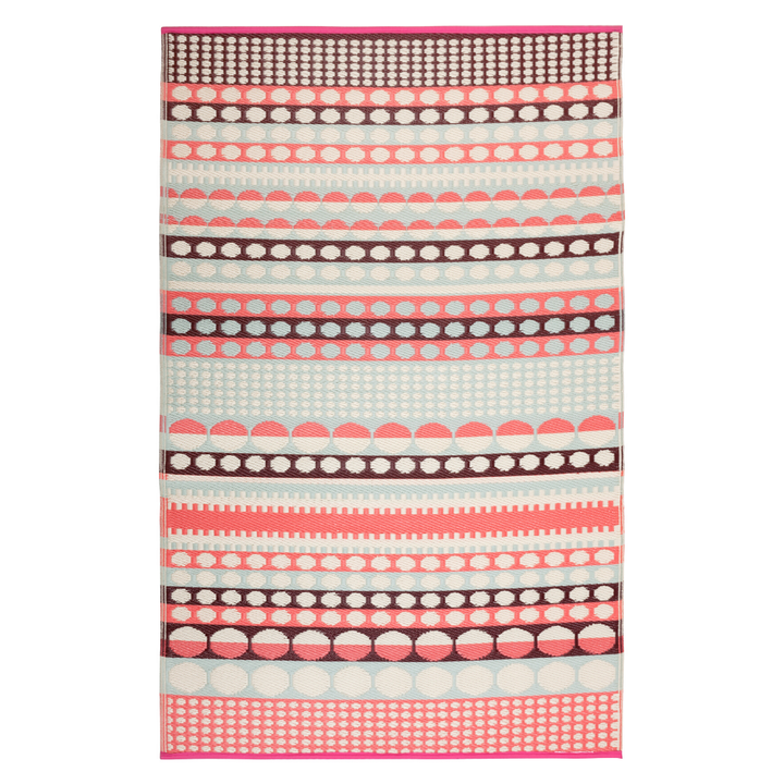 Rovaniemi Multicoloured Pink Scandinavian Area Rug - Recycled Plastic Rugs & Mats Fab Habitat