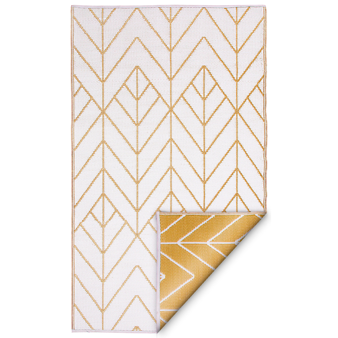 Sydney Gold and Cream Modern Area Rug - Recycled Plastic Rugs & Mats Fab Habitat