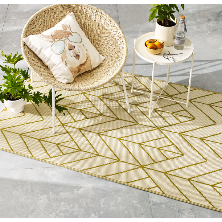 Sydney Gold and Cream Modern Area Rug - Recycled Plastic Rugs & Mats Fab Habitat