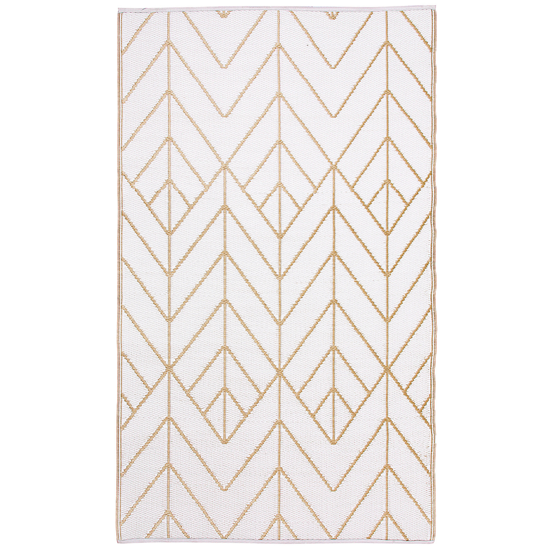 Sydney Gold and Cream Modern Area Rug - Recycled Plastic Rugs & Mats Fab Habitat