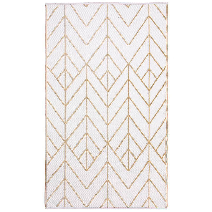 Sydney Gold and Cream Modern Area Rug - Recycled Plastic Rugs & Mats Fab Habitat