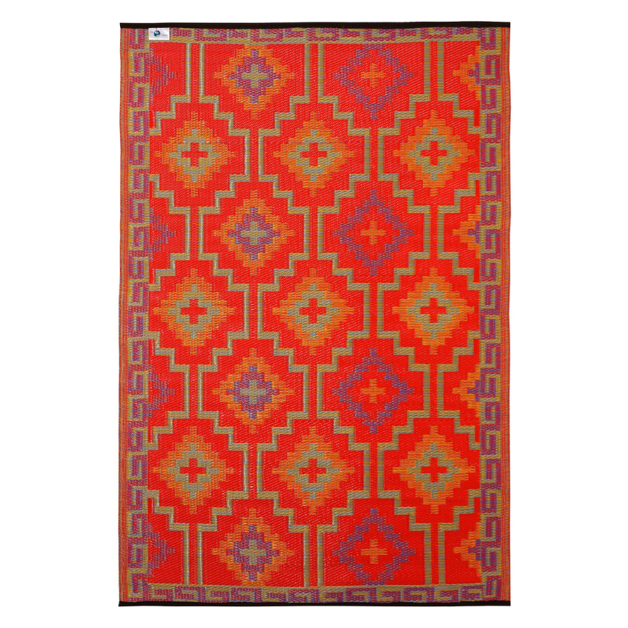 Lhasa Orange And Violet Moroccan Recycled Plastic Outdoor Area Rug - Recycled Plastic Rugs & Mats Fab Habitat