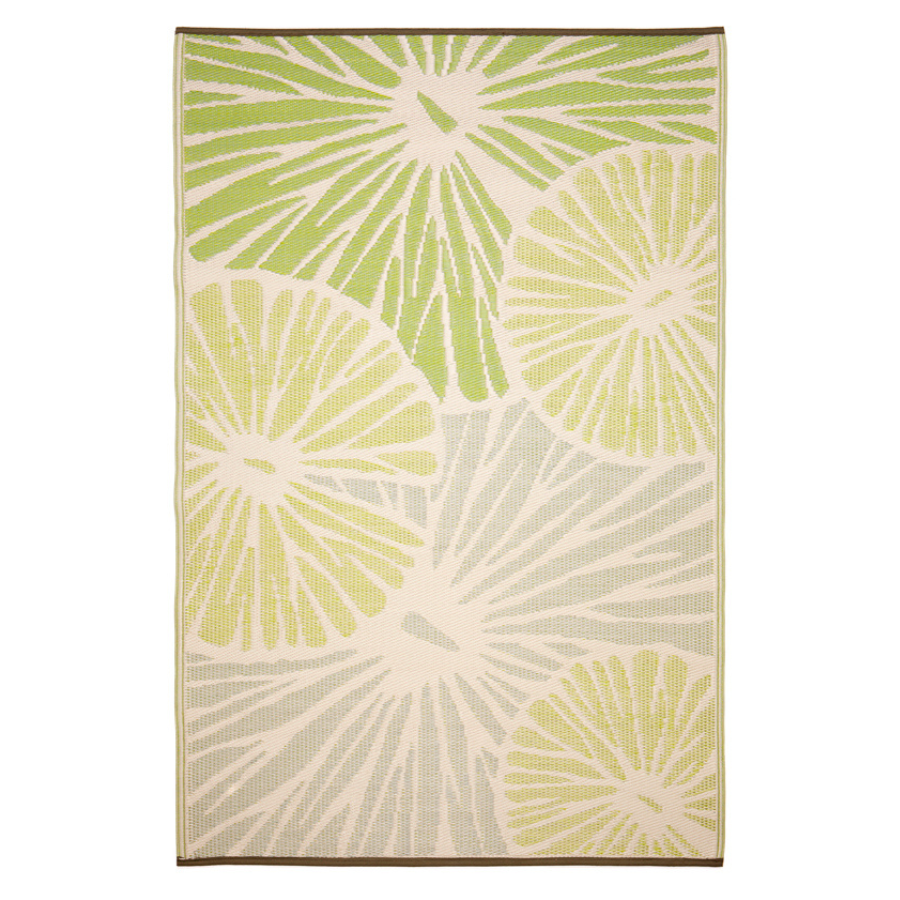 Citrus Lily Green Botanical Reversible Outdoor Large Rug - Recycled Plastic Rugs & Mats Fab Habitat