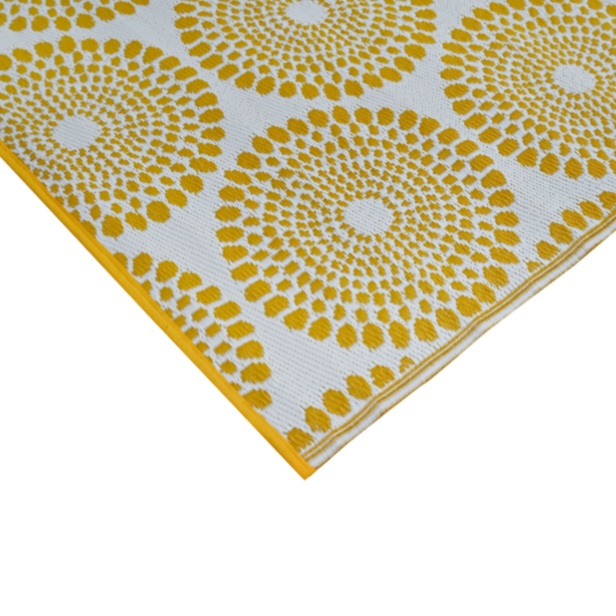 Daisies Yellow Recycled Plastic Large Outdoor Rug - Recycled Plastic Rugs & Mats Fab Habitat