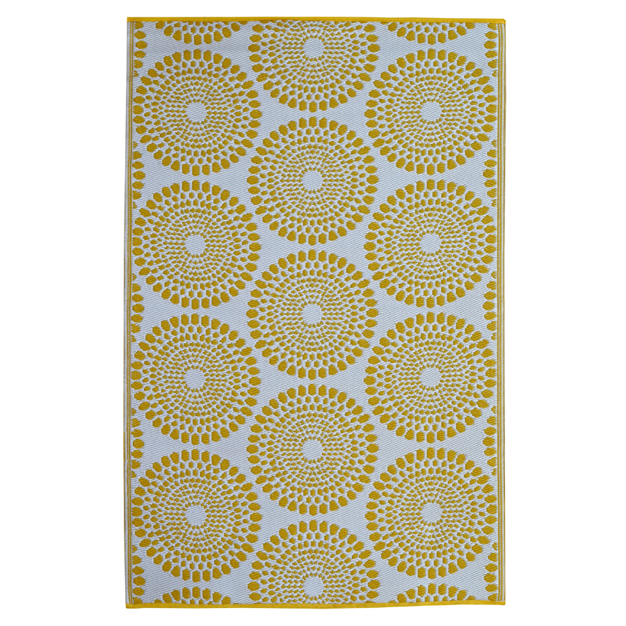 Daisies Yellow Recycled Plastic Large Outdoor Rug - Recycled Plastic Rugs & Mats Fab Habitat