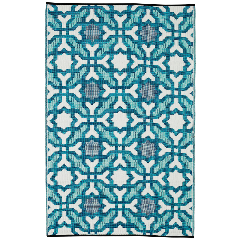 Seville Blue Multicoloured Modern Recycled Plastic Large Rug - Recycled Plastic Rugs & Mats Fab Habitat