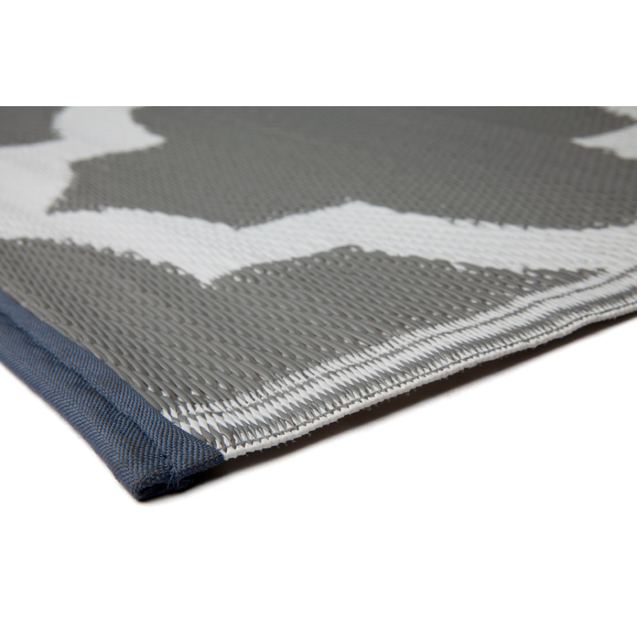 Tangier Grey And White Trellis Recycled Plastic Outdoor Rug - Recycled Plastic Rugs & Mats Fab Habitat