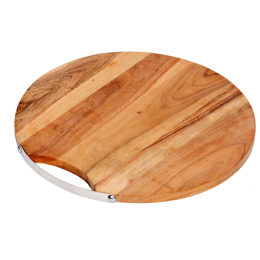 Amla Acacia Wood 36x36 cm Round Serving Board - Serving Boards Fab Habitat