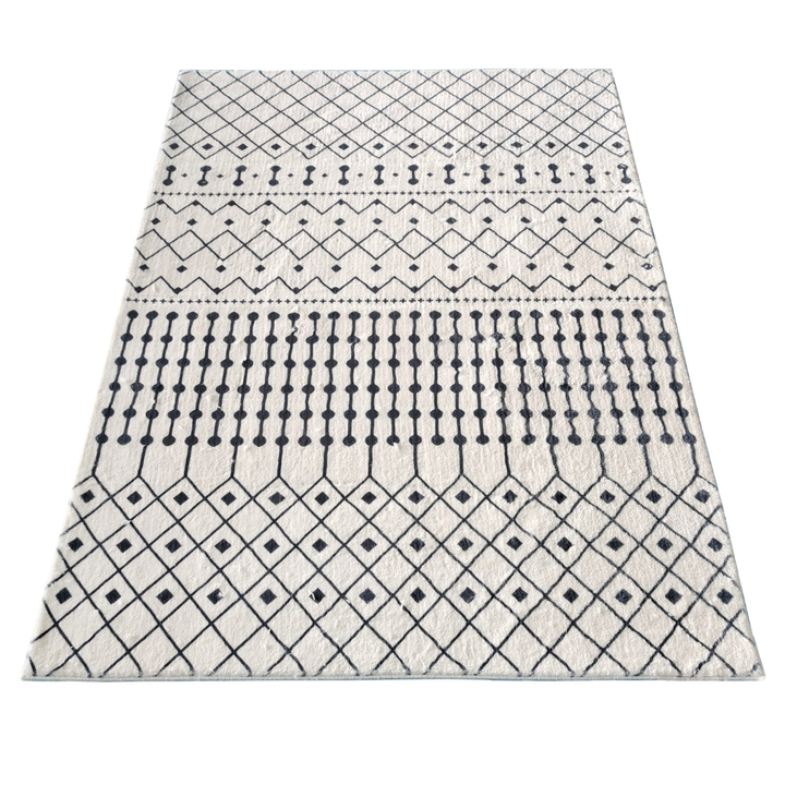 Skon Ivory Machine Made Tribal Modern Area Rug - Soft And Plush Turkish Rugs Fab Habitat