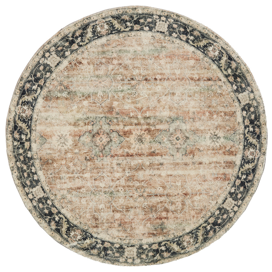 Rann Multicolour Traditional Distressed Round Area Rug - Soft And Plush Turkish Rugs Fab Habitat