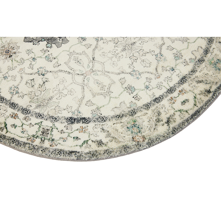 Susa Ivory Multicolour Distressed Round Area Rug - Soft And Plush Turkish Rugs Fab Habitat